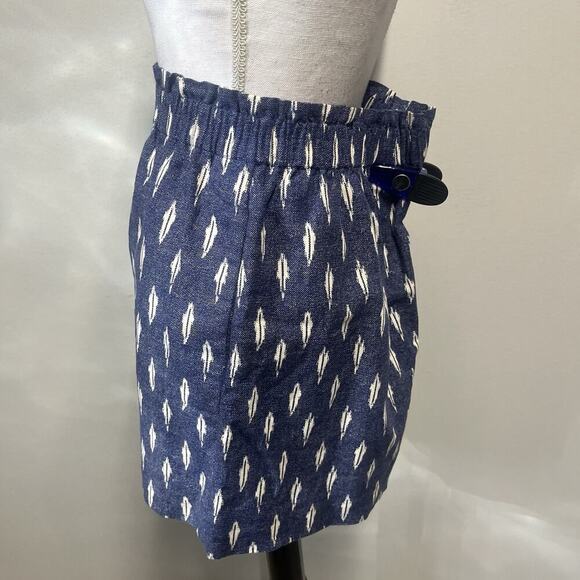 J Crew Skirt size 6 Denim Blue Ivory Linen Above Knee A Line Casual Beach - Picture 4 of 6